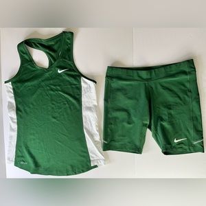 Nike Dri Fit Size M Green‎ Sleeveless Athletic Workout Shirt And Shorts.
